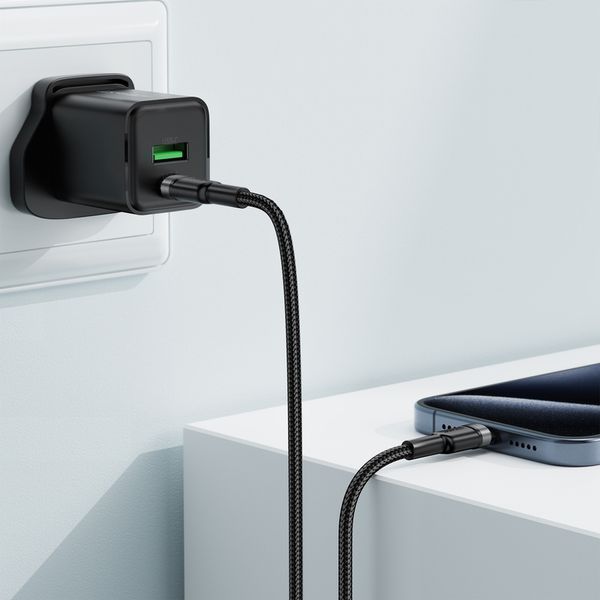 Кабель ACEFAST C22-03, Type-C to Type-C, 60W, 3A, 1.2m, Nylon Braid, Aluminum Alloy + TPE connectors, Black 6974316285137 фото