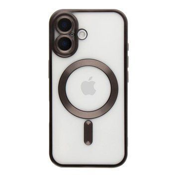 Чехол TPU Metallic Chrome Full Camera with Magsafe для iPhone 16 Black 214-02936 фото