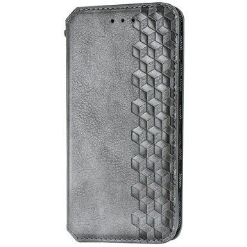Шкіряний чохол-книжка GETMAN Cubic для Xiaomi Redmi 9C Сірий 555-01961 фото