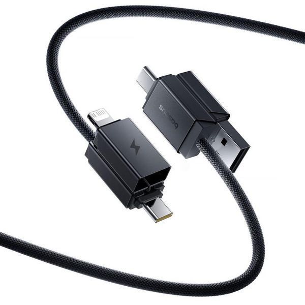Дата кабель Baseus Versatile Two-for-Two USB/Type-C to Type-C/Lightning 60W (0.6m) (P10383000) Cosmic Black ILSO-00000080537-1 фото
