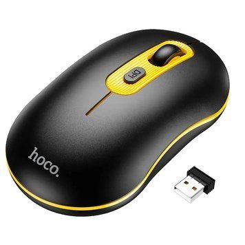 Маніпулятор миша HOCO GM21 Platinum 2.4G business wireless mouse Black Yellow 6931474790941 фото