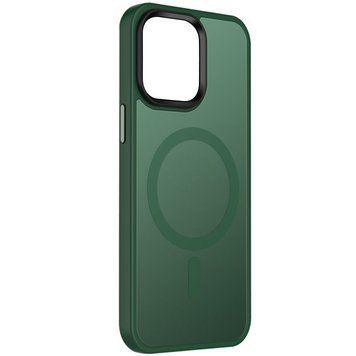 Чехол TPU+PC Metal Buttons with MagSafe Colorful для Apple iPhone 15 (6.1") Dark Green 555-03063 фото