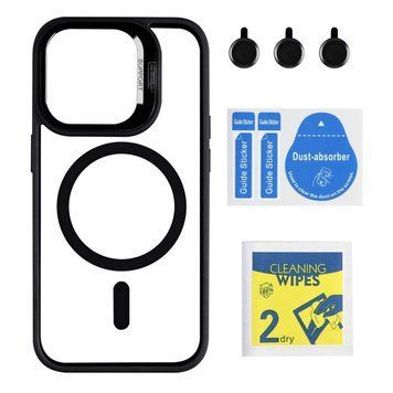 Чохол TPU+PC+Metal Stand Case with MagSafe and Camera Lenses для iPhone 13 Pro Black 214-03669 фото