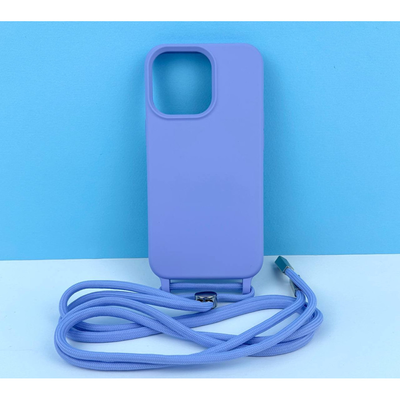 Силиконовый чехол CORD для iPhone 14 Plus с шнурком Сиреневый 208-01328 фото