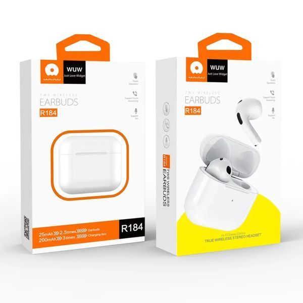 Бездротові навушники WUW EARBUDS R184 TWS Білі 202-00298 фото