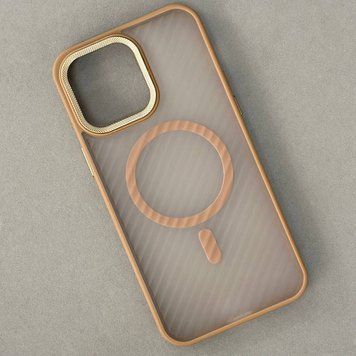 Чохол Wavy Pattern Matte Corrugated Camera Magnetic для iPhone 14 Pro Light Brown 214-02445 фото