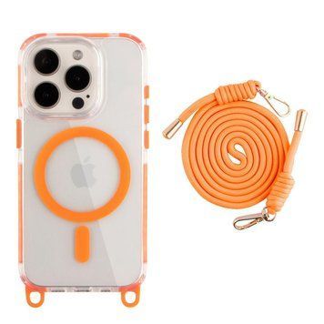 Чохол TPU+PC LanyardCase with MagSafe для iPhone 15 Pro Max Orange 214-03181 фото