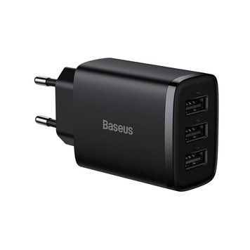 Мережевий зарядний пристрій Baseus Compact Charger 3U 17W EU Black CCXJ020101 фото