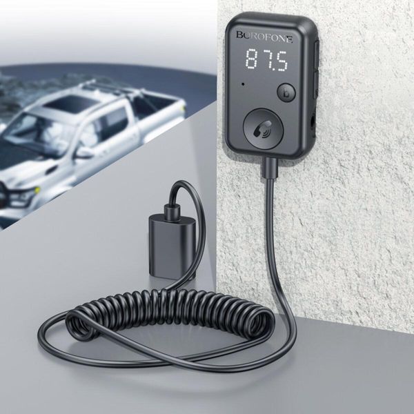 Bluetooth-ресивер BOROFONE BC49 June car BT FM transmitter Black 656-00267 фото