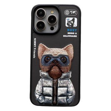 Чохол TPU+PC Nimmy 3D with Metal Buttons для iPhone 15 Dog Black 656-02529 фото