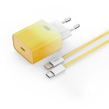 Мережевий зарядний пристрій XO CE18 1Type-C PD/QC 30W Type-C to Lightning 1m Жовтий 209-00354 фото