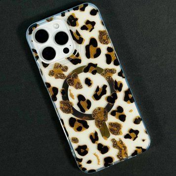 Чехол Transporent Case with Print Magnetic для iPhone Xr Leopard-gold 214-04530 фото