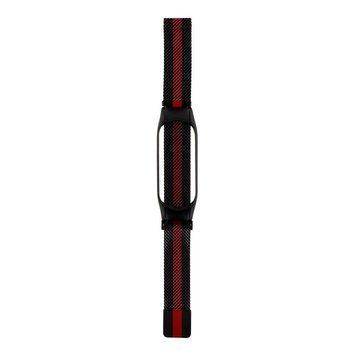 Ремешок для Xiaomi Mi Band 5/6 Milanese Loop Color Black Red 212-02512 фото