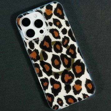 Чехол Transporent Case with Print Magnetic для iPhone Xr Leopard-brown 214-04531 фото