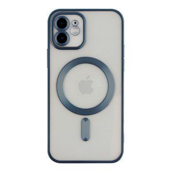 Чехол TPU Metallic Chrome Full Camera with Magsafe для iPhone 12 Dark Blue 214-02846 фото