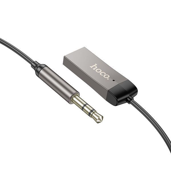 Bluetooth-ресивер HOCO E78 Benefit car AUX BT receiver with cable Black Metal Gray 6942007605663 фото