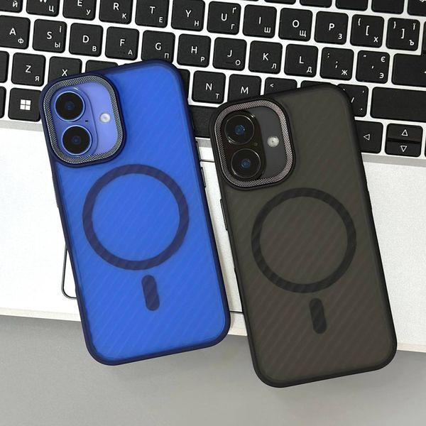 Чехол Wavy Pattern Matte Corrugated Camera Magnetic для iPhone 14 Pro Blue 214-02447 фото