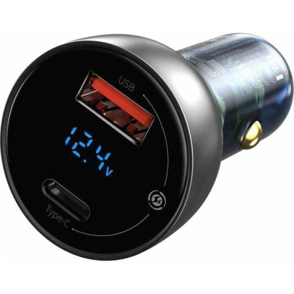 Автомобільний зарядний пристрій Baseus Particular Digital Display QC+PPS Car Charger 65W Dark Gray Cable(Type-C toType-C100W 1m) 656-00550 фото