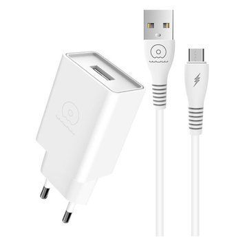 Мережевий зарядний пристрій з кабелем WUW-T82 Single USB home charger set micro 6972573336388 фото