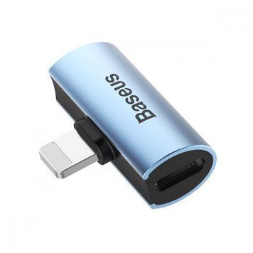 Переходник AUX Baseus L46 Lightning to Lightning + Lightning Blue CAL46-03 фото