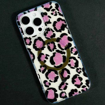 Чехол Transporent Case with Print Magnetic для iPhone Xr Leopard-pink 214-04532 фото