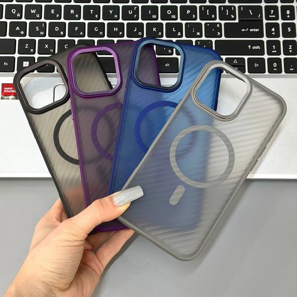Чехол Wavy Pattern Matte Corrugated Camera Magnetic для iPhone 14 Pro Grey 214-02448 фото