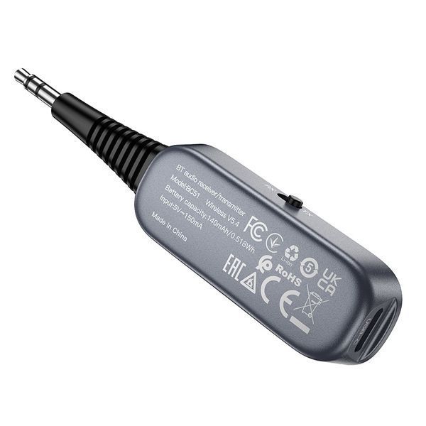 Bluetooth-ресивер BOROFONE BC51 Clear way AUX BT audio receiver/transmitter Metal Grey 6941991117305 фото