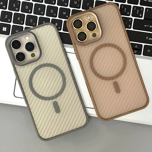 Чехол Wavy Pattern Matte Corrugated Camera Magnetic для iPhone 14 Pro Grey 214-02448 фото