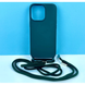 Силиконовый чехол CORD для iPhone 14 Pro с шнурком Темно-зеленый 208-01332 фото